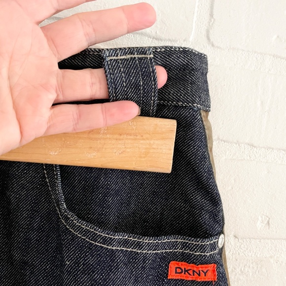 NWT Dead stock DKNY Y2K Denim Faux Suede Column skirt Grungy Artsy Dark wash S - Picture 7 of 15